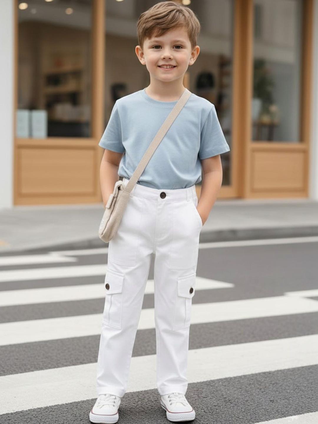 Cutiekins Boys Solid Mid-Rise Regular-Fit Cargo Pants