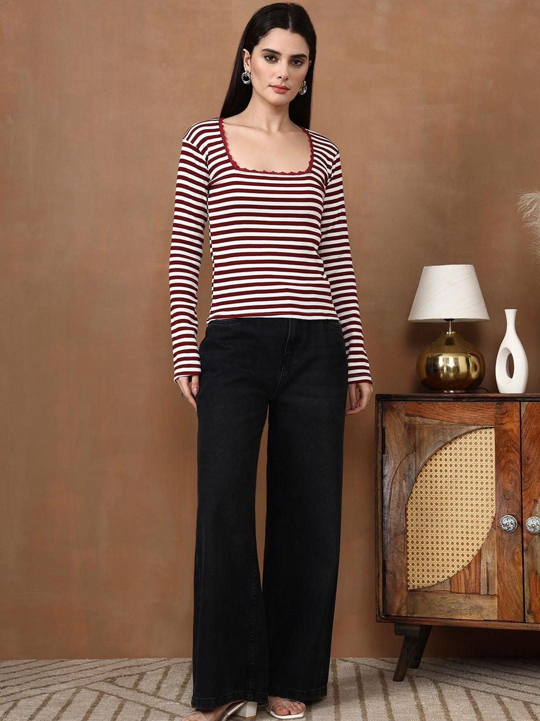 SZN Striped Ruffles Top