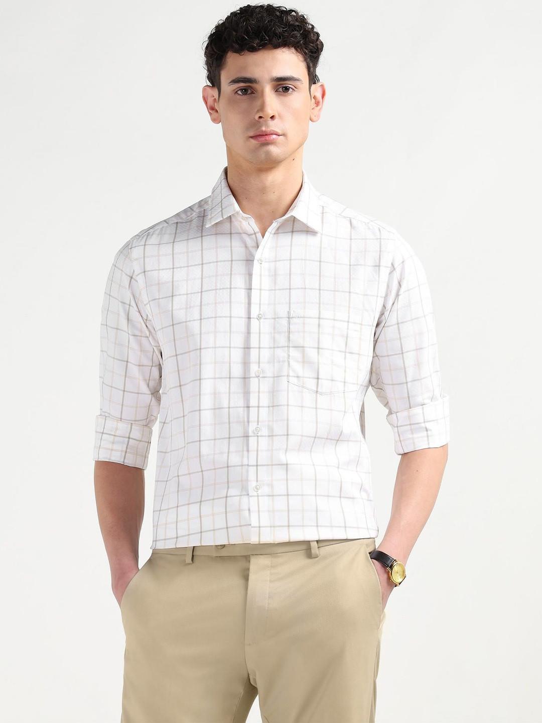Arrow Men Slim Fit Windowpane Checks Checked Casual Shirt