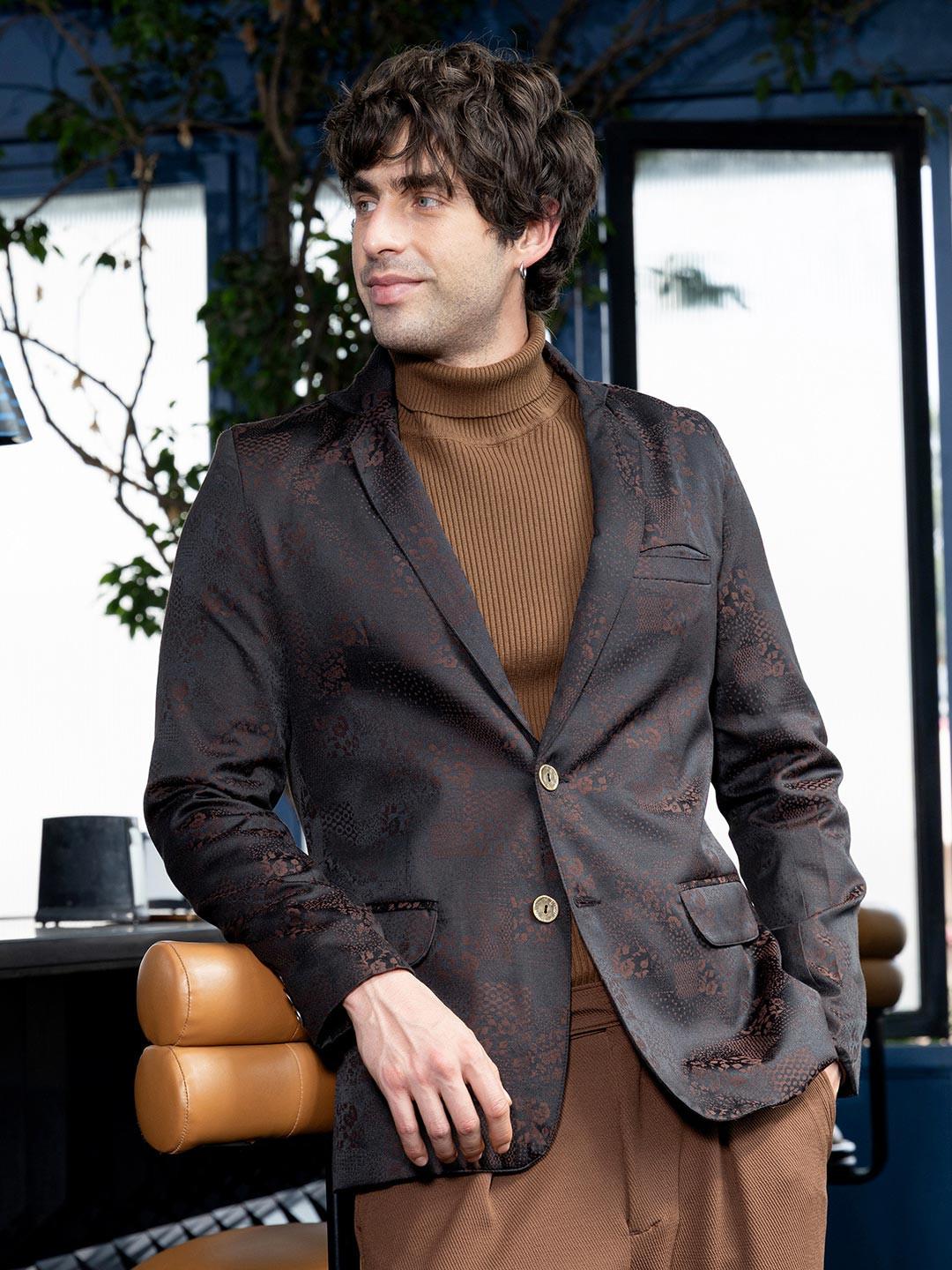 CAHOOT Printed Notched Lapel Single-Breasted Blazers