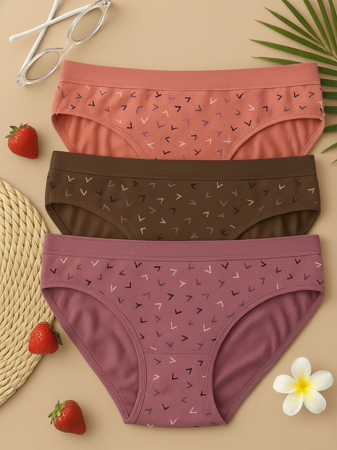 FiveFlag Pack of 3 Printed Mid-Rise Hipster Briefs