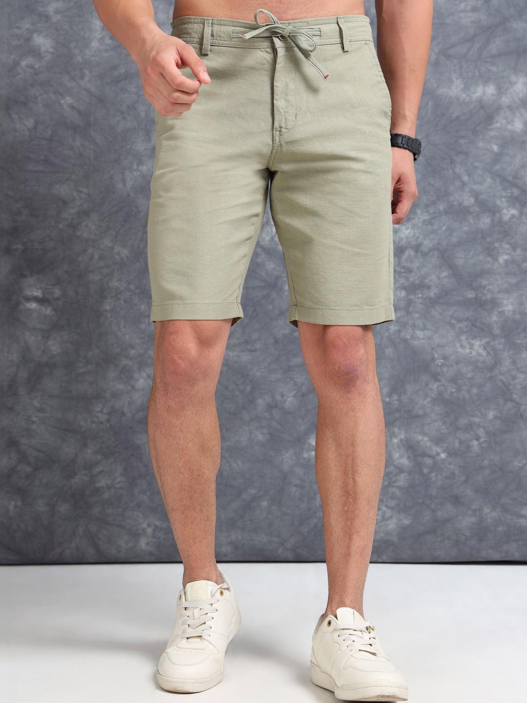 The Roadster Lifestyle Co Men Linen Knee Length Regular Shorts