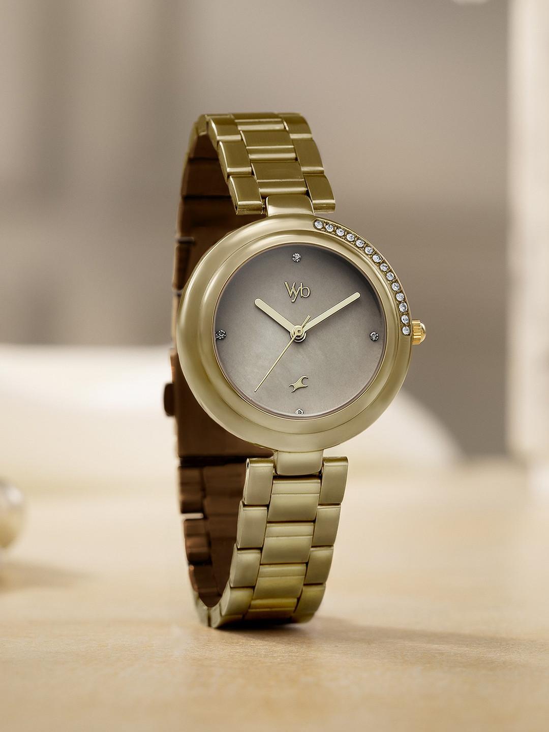 Fastrack Vyb Aura Quartz Khaki Dial Analog Watch For Women - FV60106KM01W
