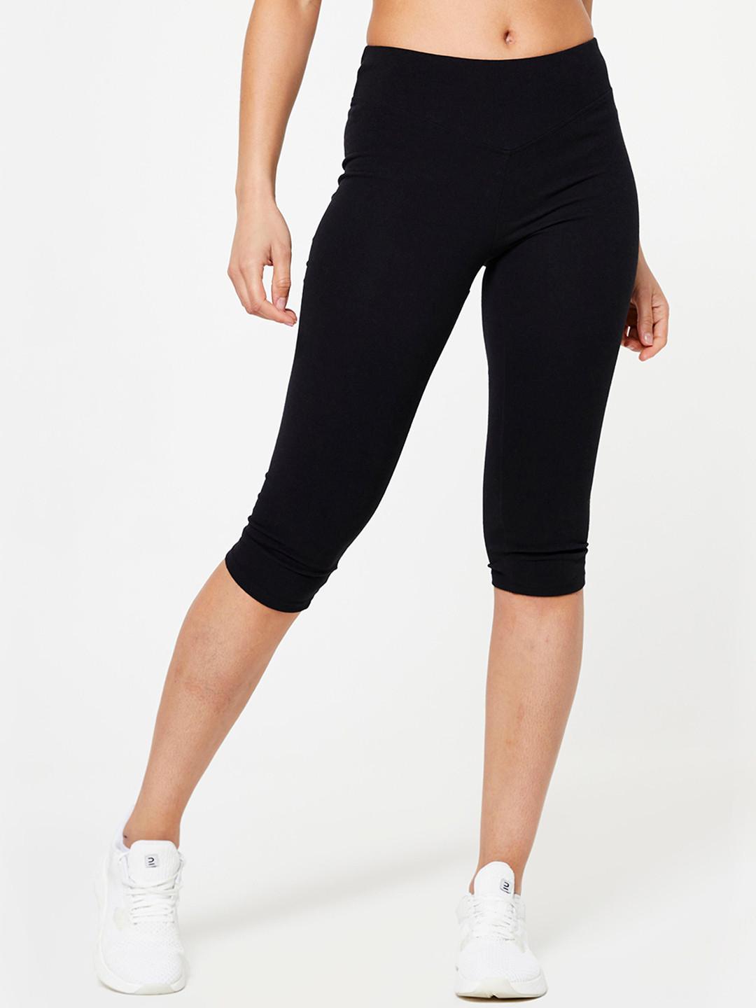 Decathlon Domyos - Women Black Moisture Managing Gym Cropped Bottoms