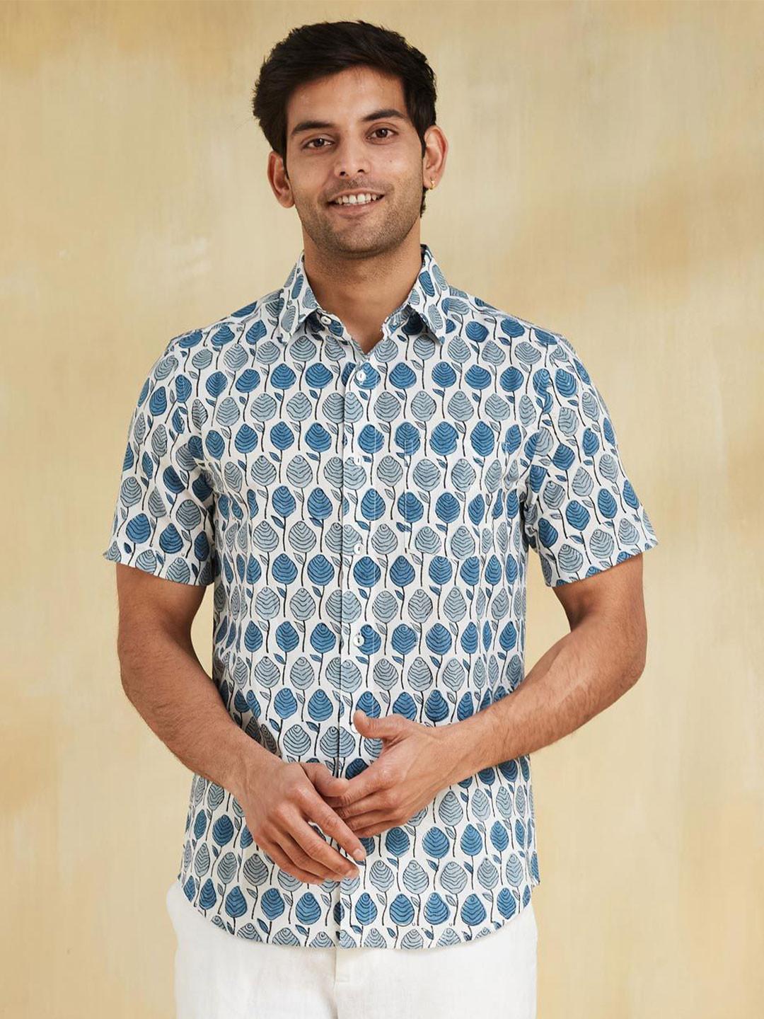 Fabindia Men Slim Fit Opaque Printed Casual Shirt