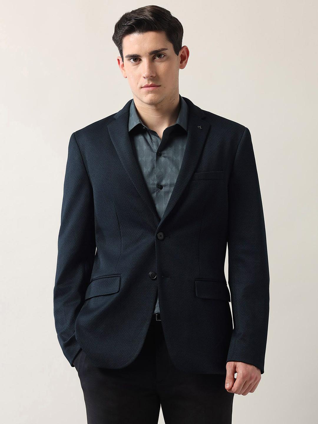 Arrow Self Design Notched Lapel Slim-Fit Single Breasted Formal Blazer