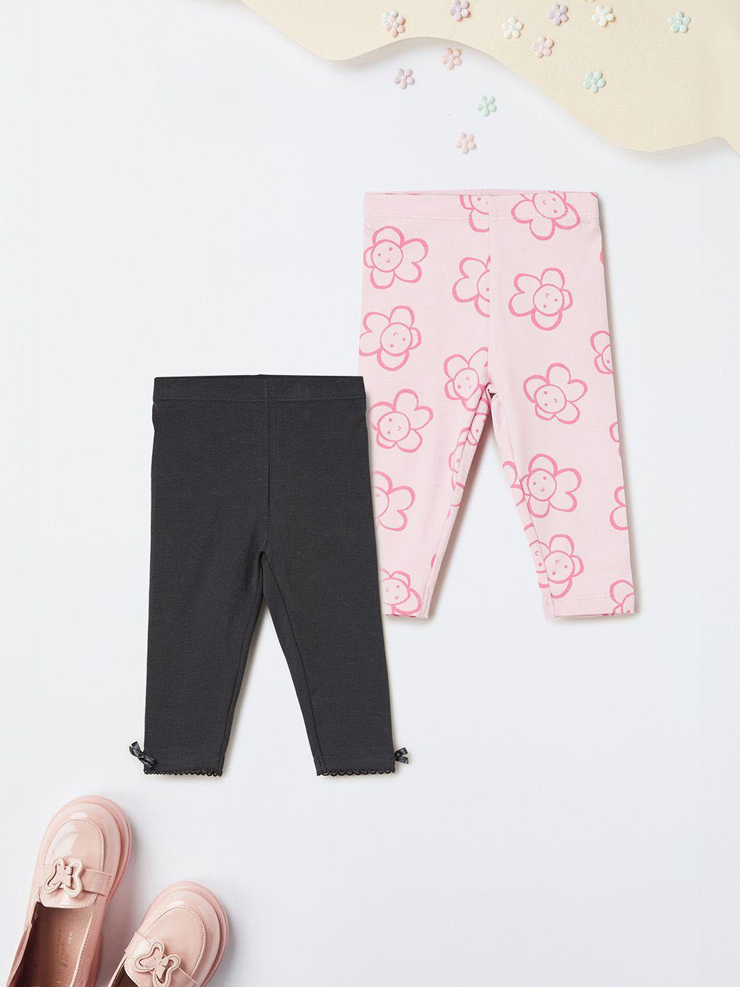 max Infant Girls Pack Of 2 Printed Pure Cotton Mid-Rise Ankle-Length Leggings