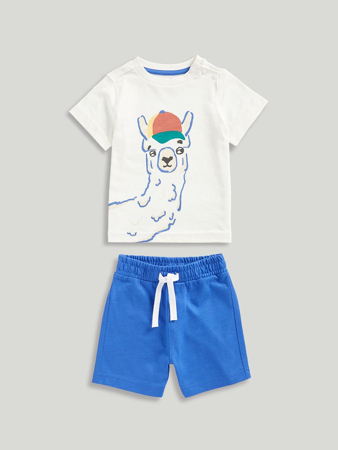 mothercare Boys Everley Llama Pure Cotton T-Shirt And Shorts
