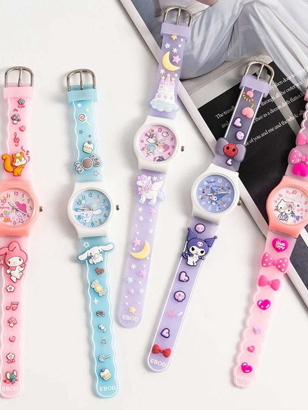 Shocknshop Girls Printed Dial & Silicon Straps Analogue Watch 338 Unicorn Purple