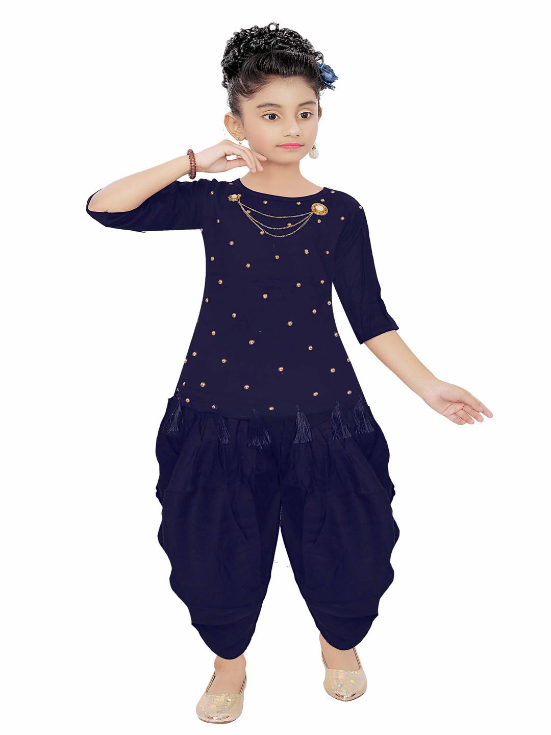 Epochlite Girls Embellished Round Neck Top With Dhoti Pants