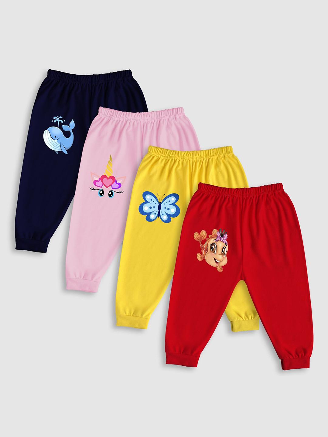 Lavi-Tavi Infants Kids Pack Of 4 Printed Cotton Joggers