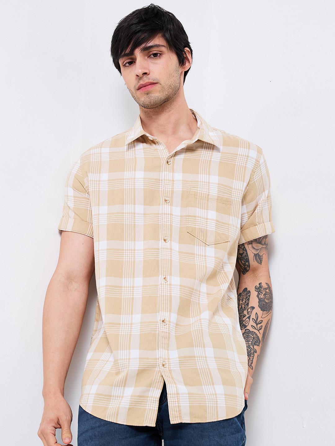 SPYKAR Men Spread Collar Tartan Checked Cotton Casual Shirt
