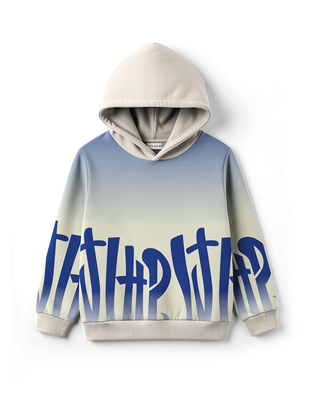 HELLCAT Boys Typography Printed Hooded Sweatshirt