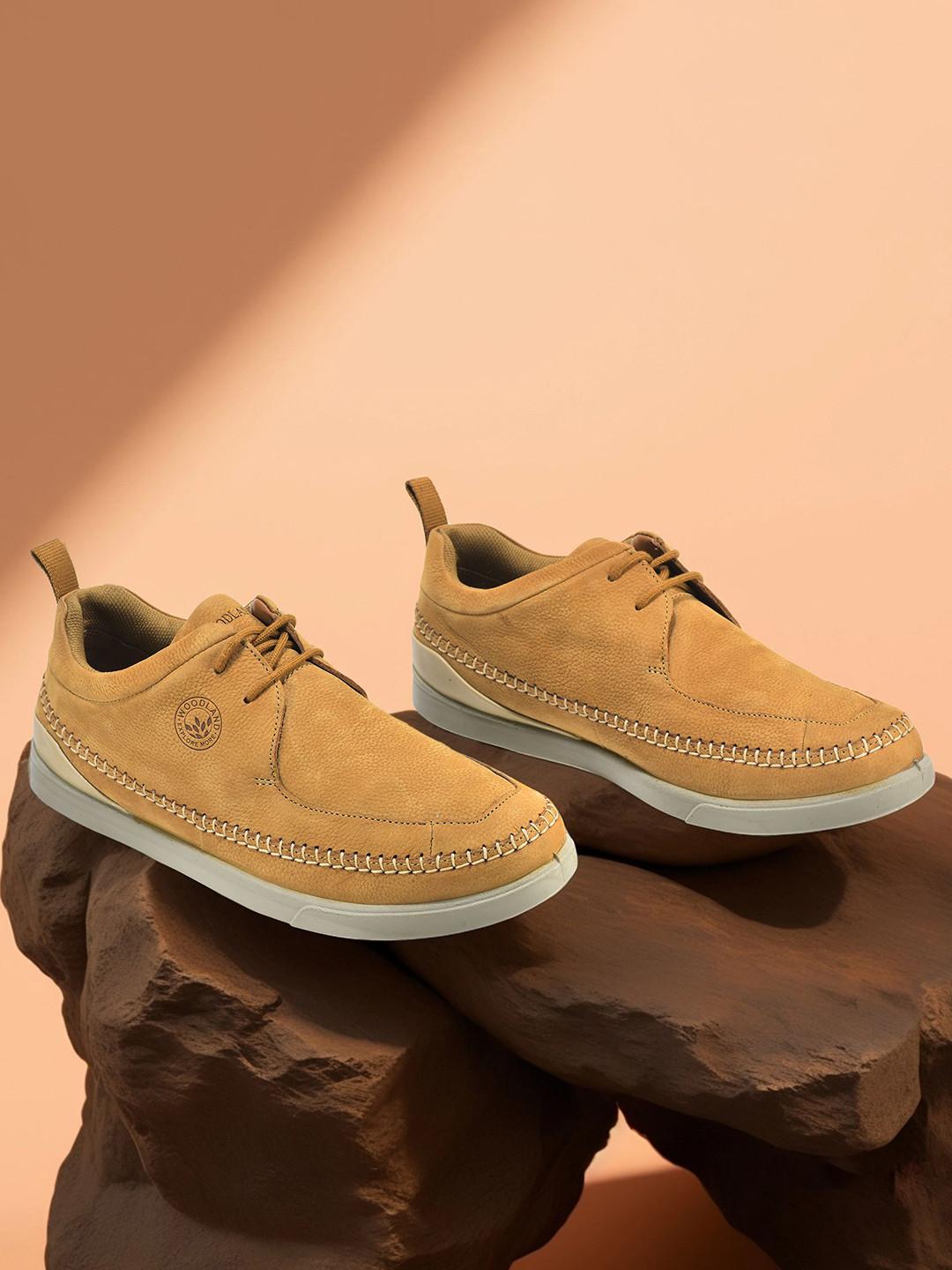 Woodland Men Textured Leather Sneakers