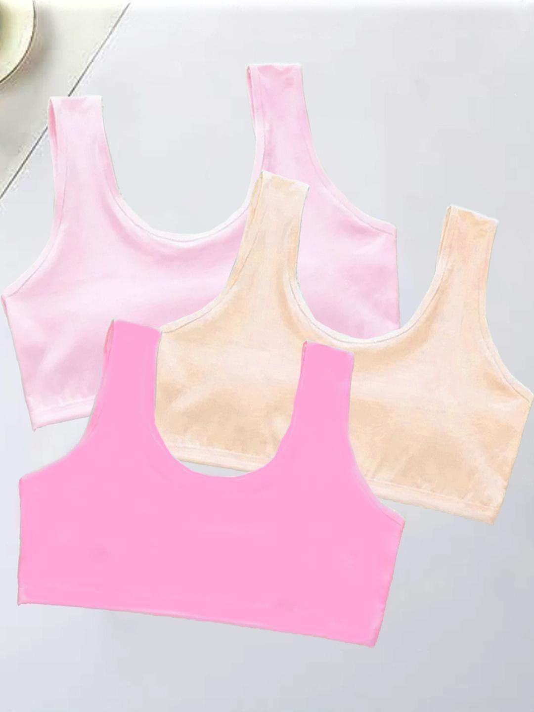 BRAAFEE Girls Pack Of 3 Solid Non Padded Camisole