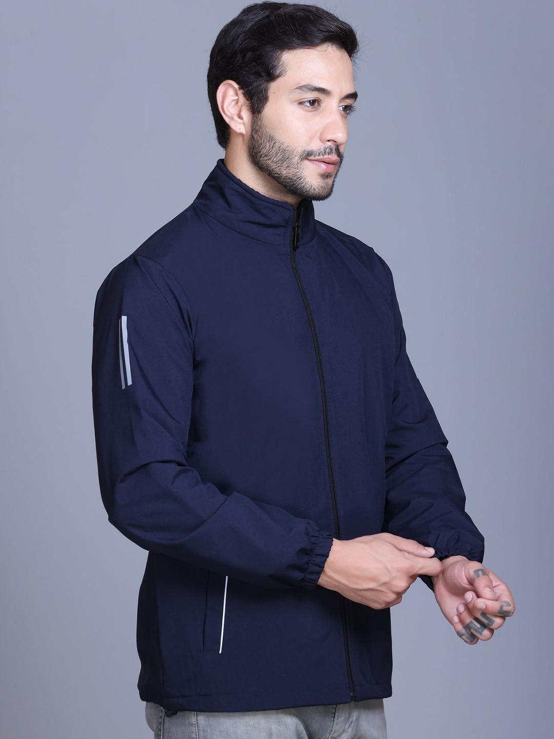 The Roadster Lifestyle Co Men Solid Mock Collar Windcheater Zipper Tailored Jacket