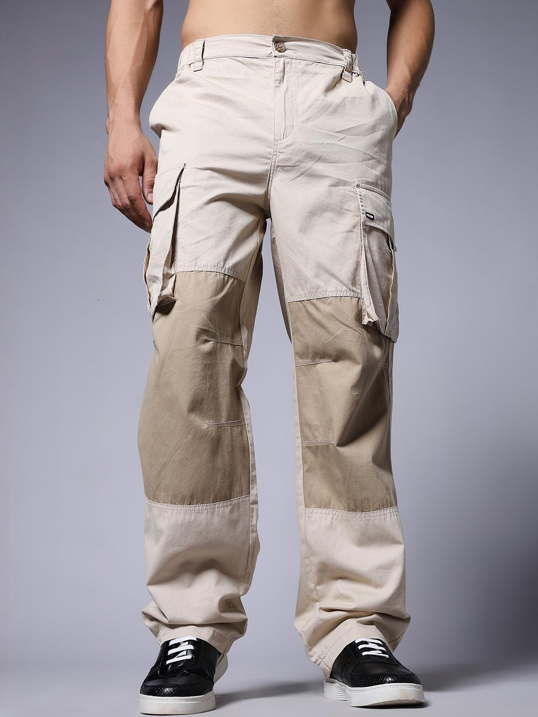 PRONK Men Colourblocked Cargos