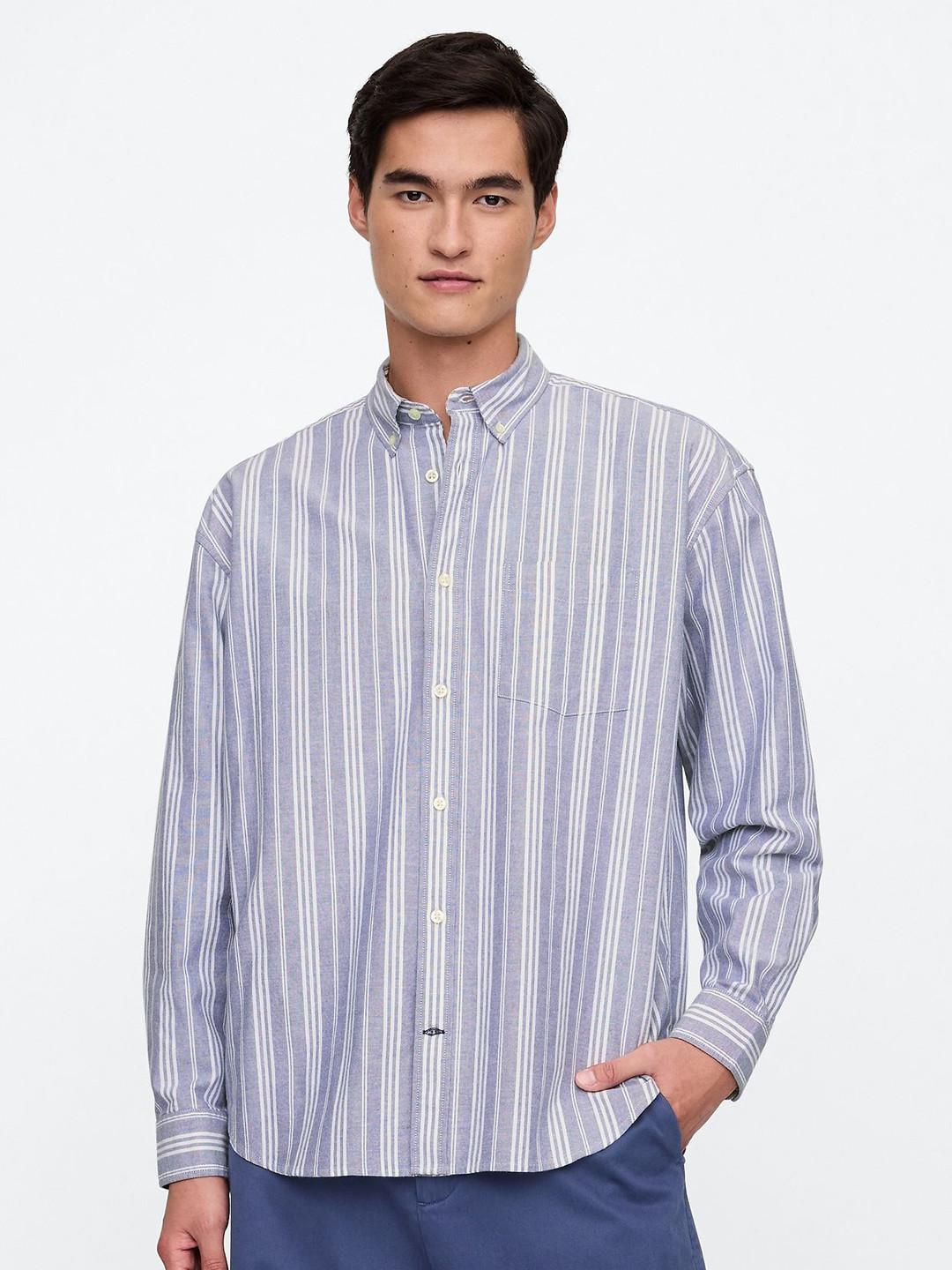 GAP Men Striped Button-Down Collar Neck Shirt