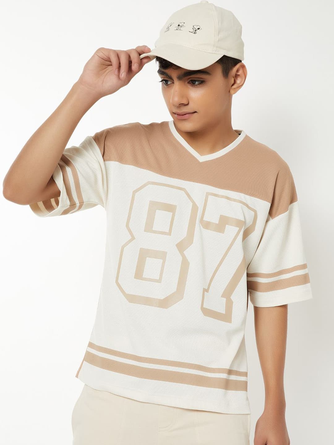 max Boys Varsity Printed V-Neck T-shirt