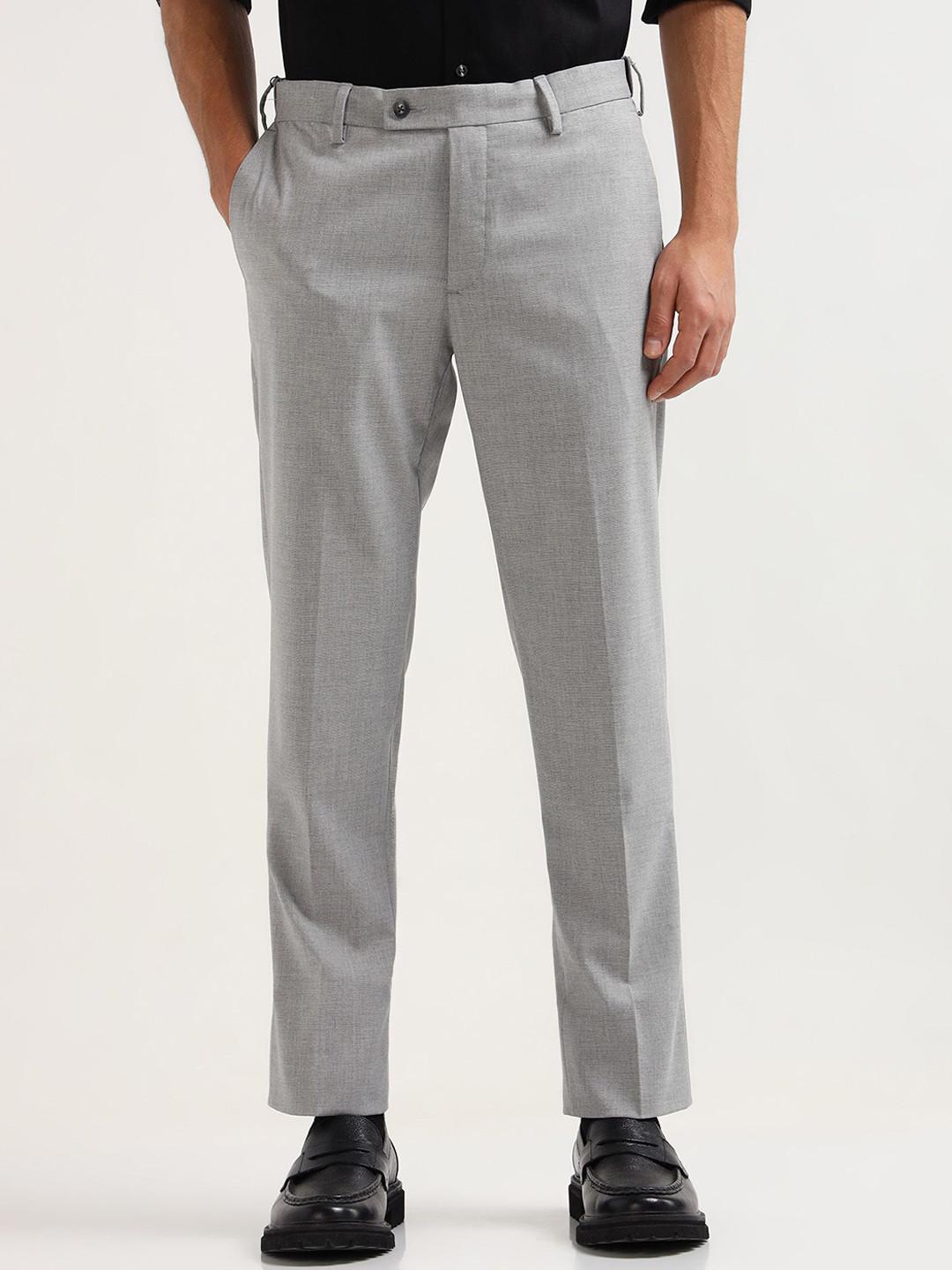 Arrow Men Heathered Slim Fit Mid-Rise Formal Trouser