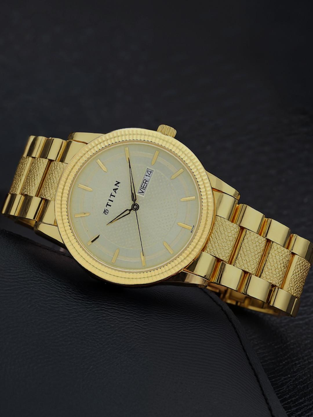 Titan Karishma Quartz Analog With Champagne Dial Watch For Men - Nt1650ym06