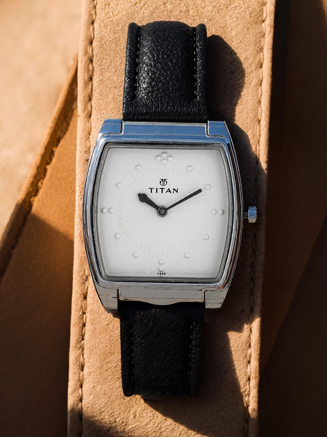 Titan Braille Quartz Analog With White Dial Watch For Men - Nr1854sl01