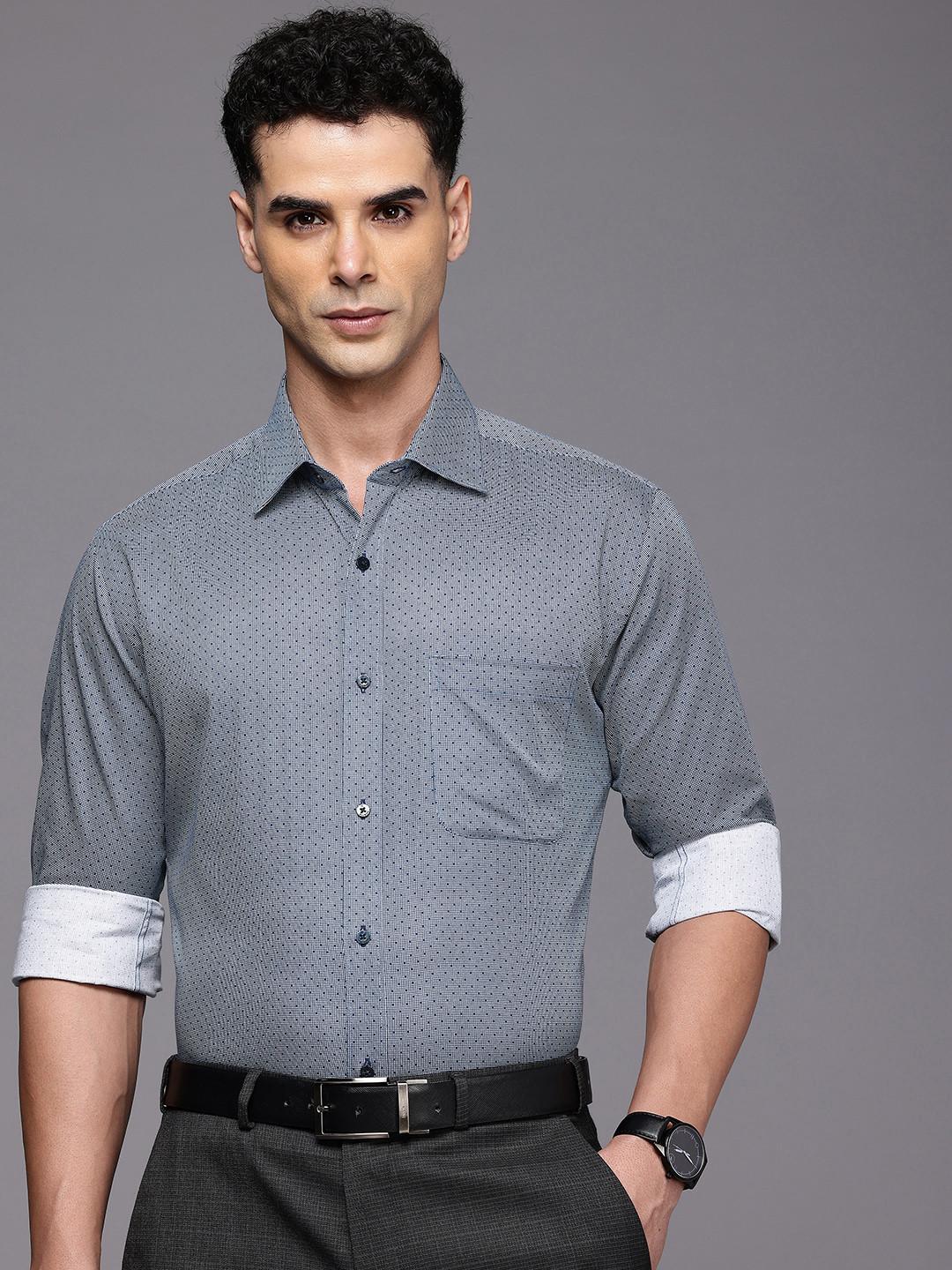 Raymond Slim Fit Geometric Printed Pure Cotton Formal Shirt