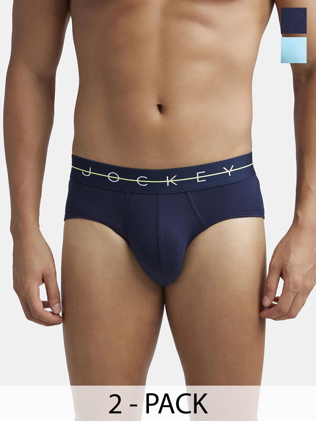 Jockey Pack of 2 Super Combed Cotton Elastane Solid Brief with Ultrasoft Waistband-NY15