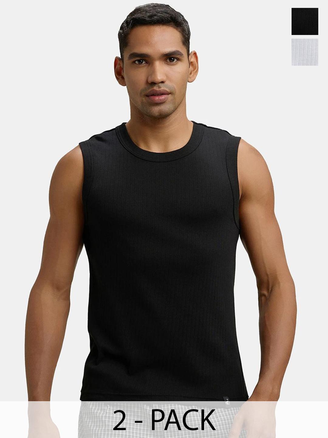 Jockey Pack of 2 Super Combed Cotton Rib Round Neck with Racerback Gym Vest - 9922