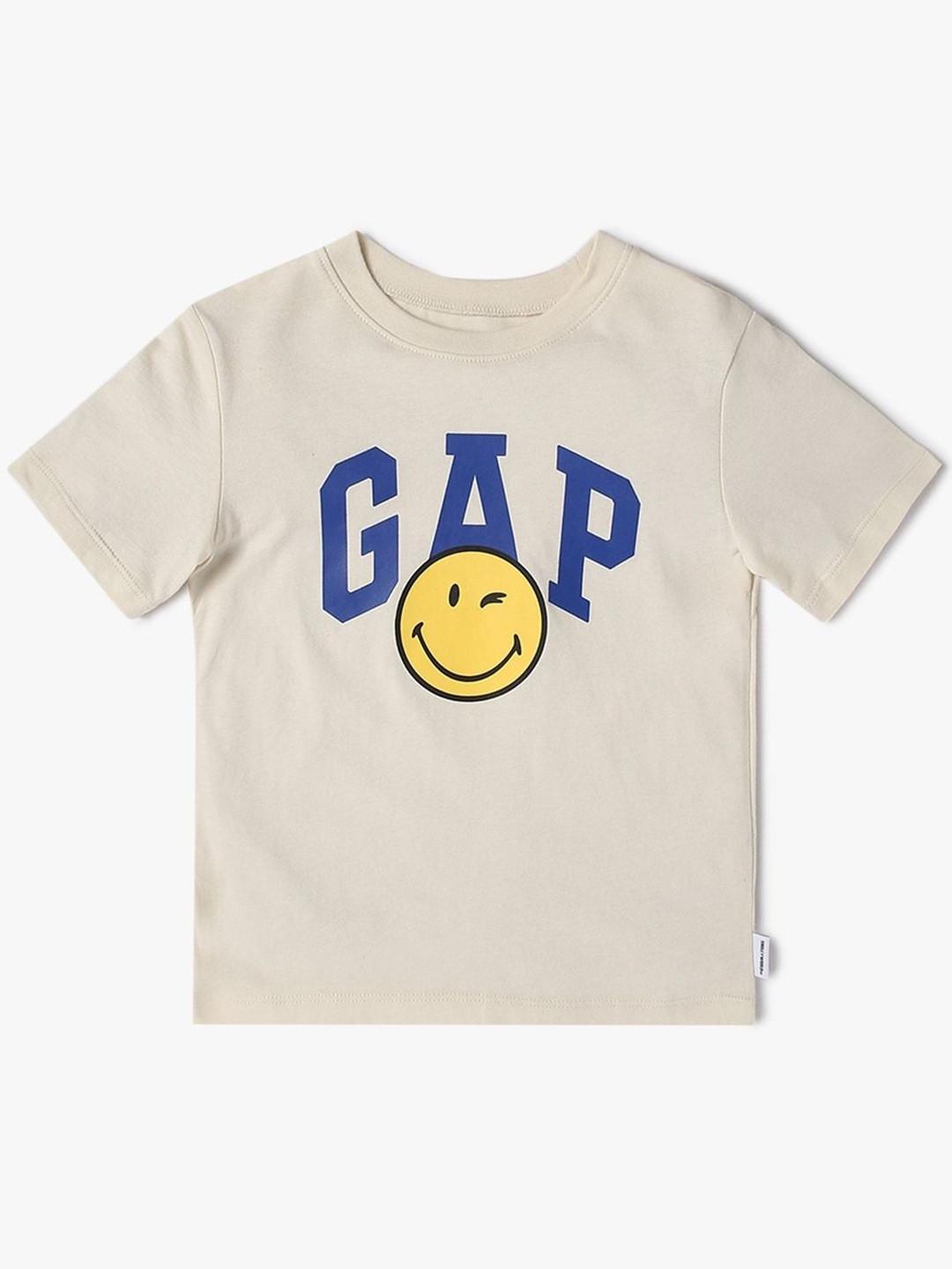 GAP Girls Logo Printed Pure Cotton Slim Fit Crew Neck T-Shirt
