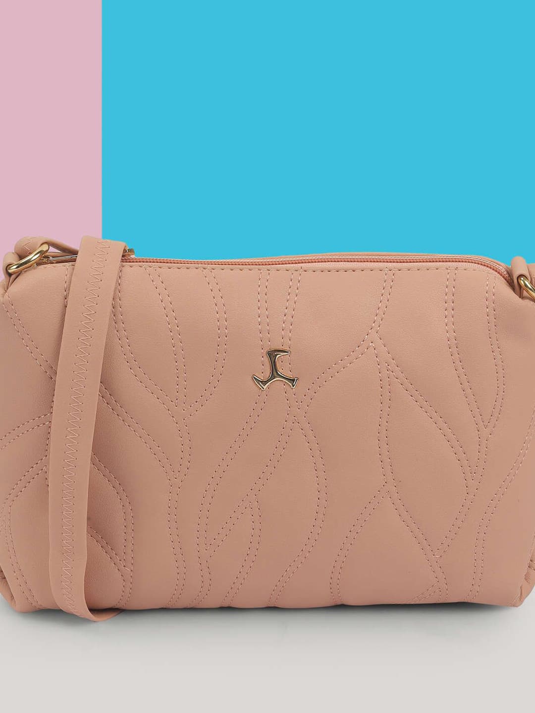 Mochi Women Textured Structured Zip Detail Sling Bag