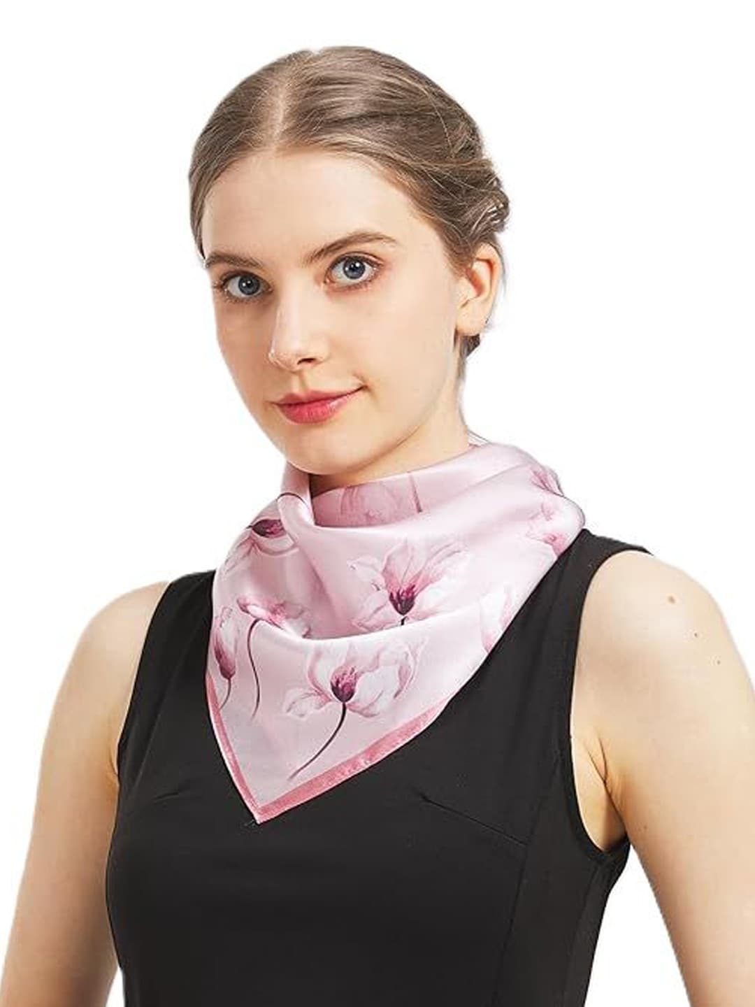 Alexvyan Women Pink Satin Silk Square Scarf