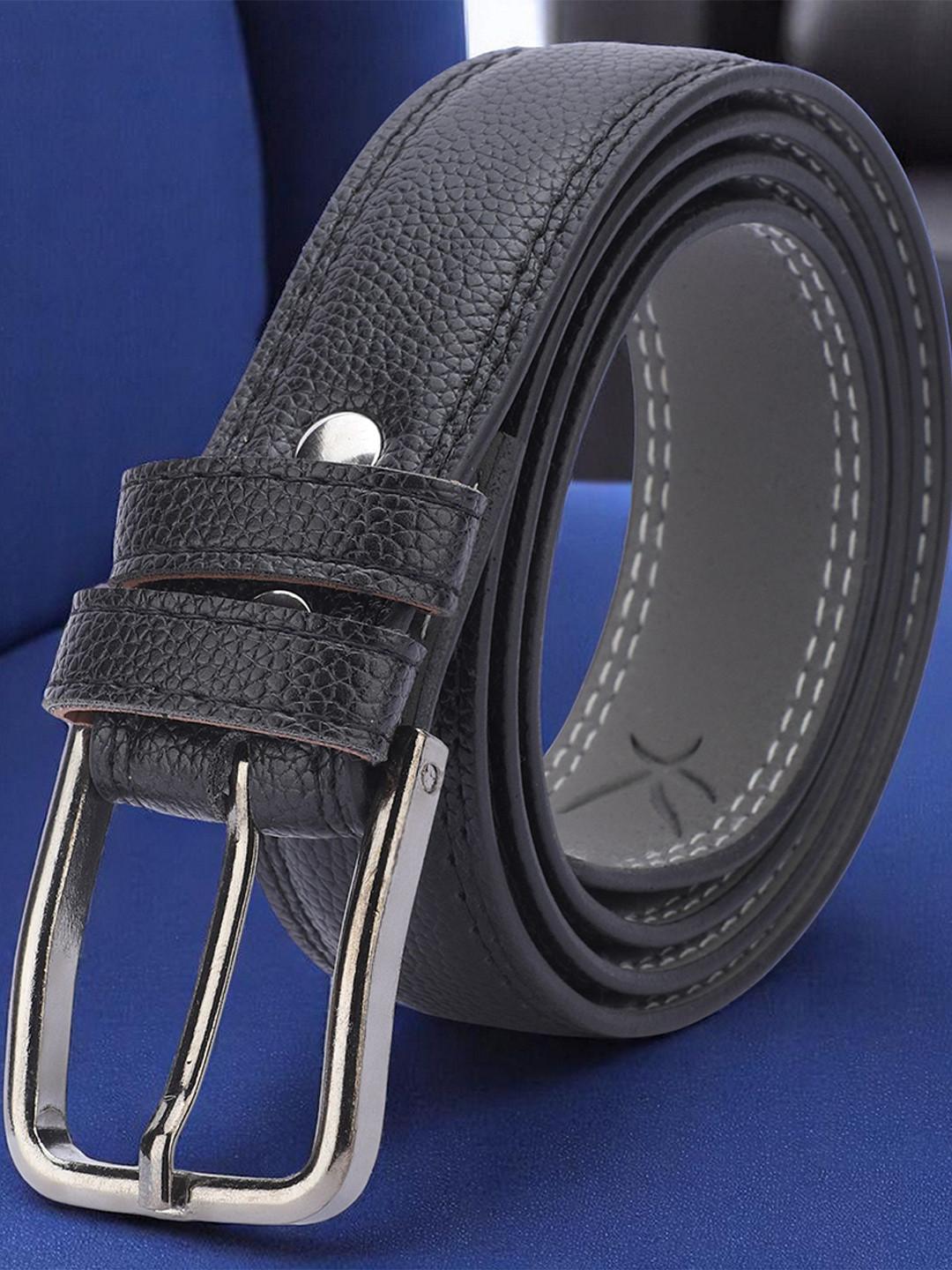 Provogue Men Textured Slim Formal Belt With A Tang Closure