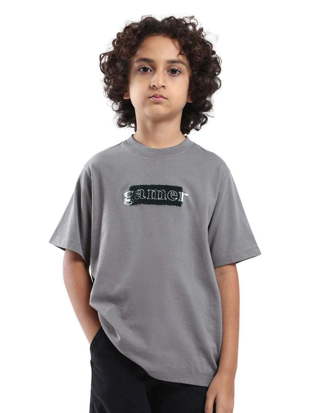 RARE ONES Boys Typography Solid Round Neck Cotton Relaxed Fit T-shirt