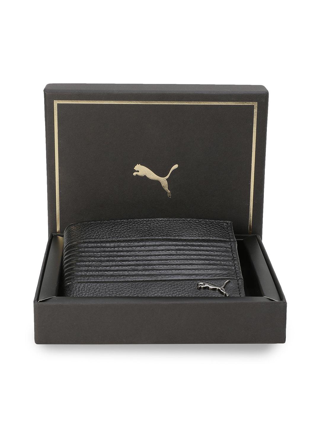 Puma Unisex Leather Cruise V2 Bi-Fold Textured Wallet