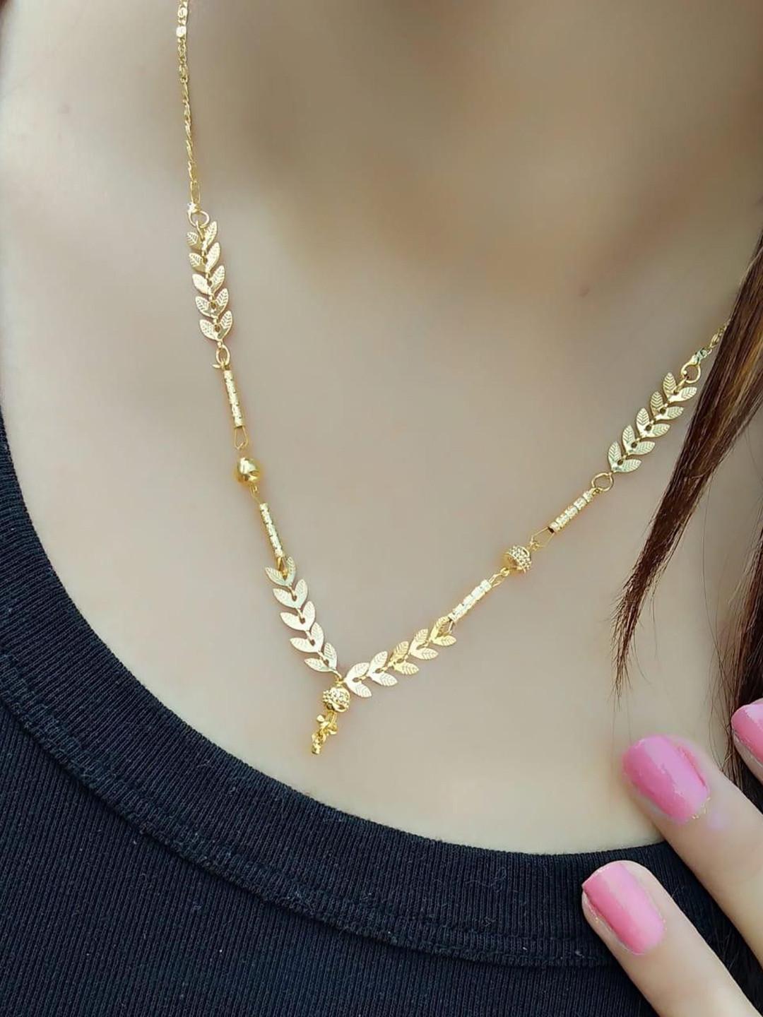 Bhumi Gold-Plated Artificial Stones Studded And Beaded Mangalsutra