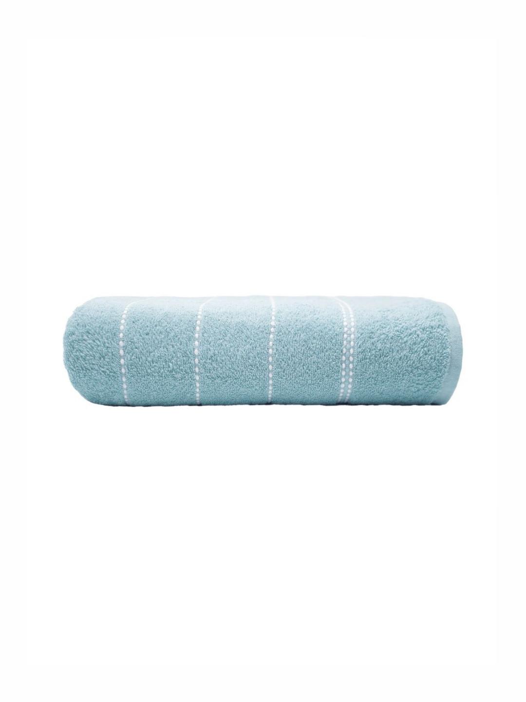 MYTRIDENT Teal 1 Striped Cotton 400 GSM Bath Towel