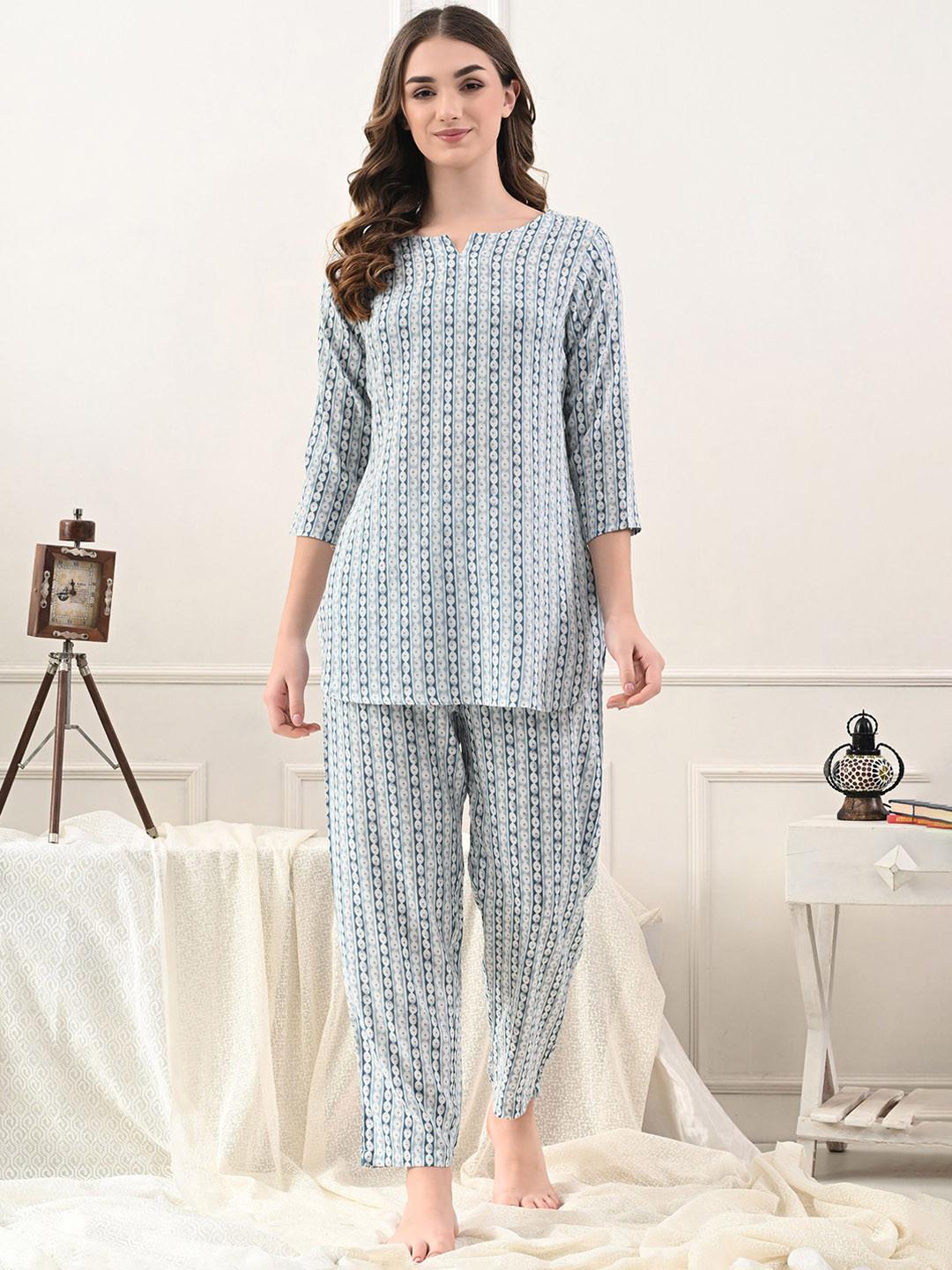 Dreambe Women Pure Cotton Printed Night suit