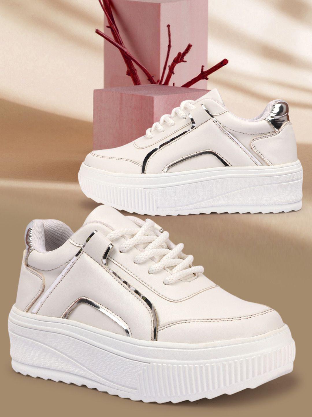 VENDOZ Women Round Toe Lace-Ups Lightweight Sneakers
