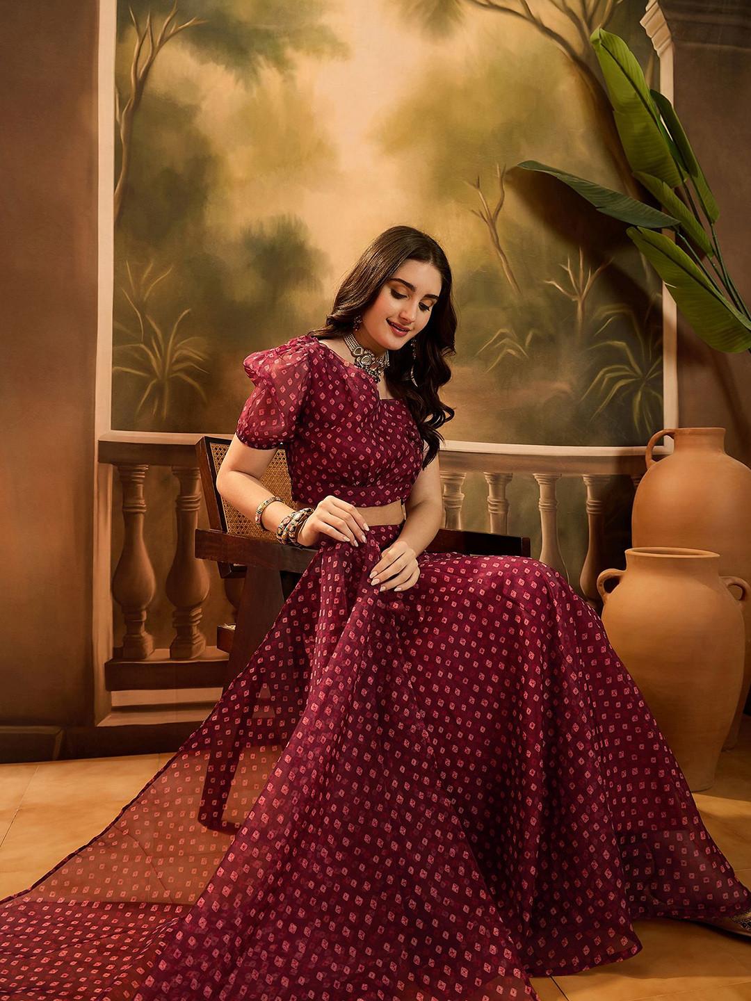 Sangria Bandhani Printed Lehenga With Choli & Dupatta