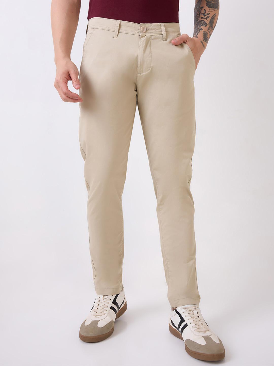 SPYKAR Men Slim Fit Mid Rise Flat-Front Regular Trousers