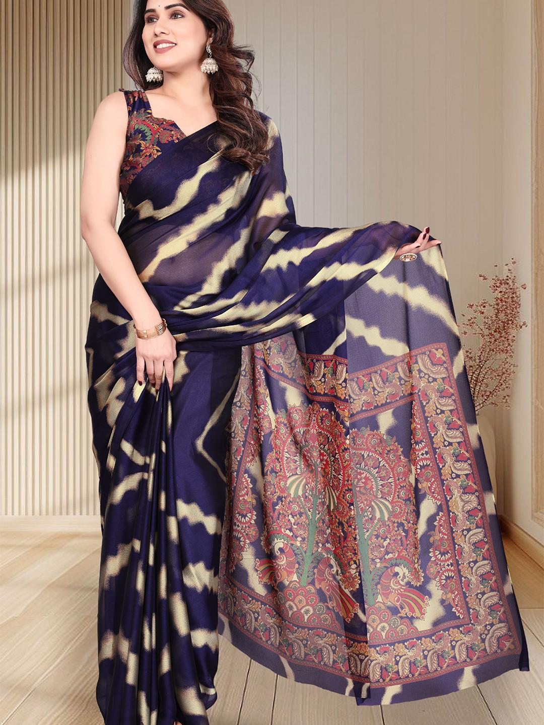 MAGNEITTA Striped Pure Chiffon Saree