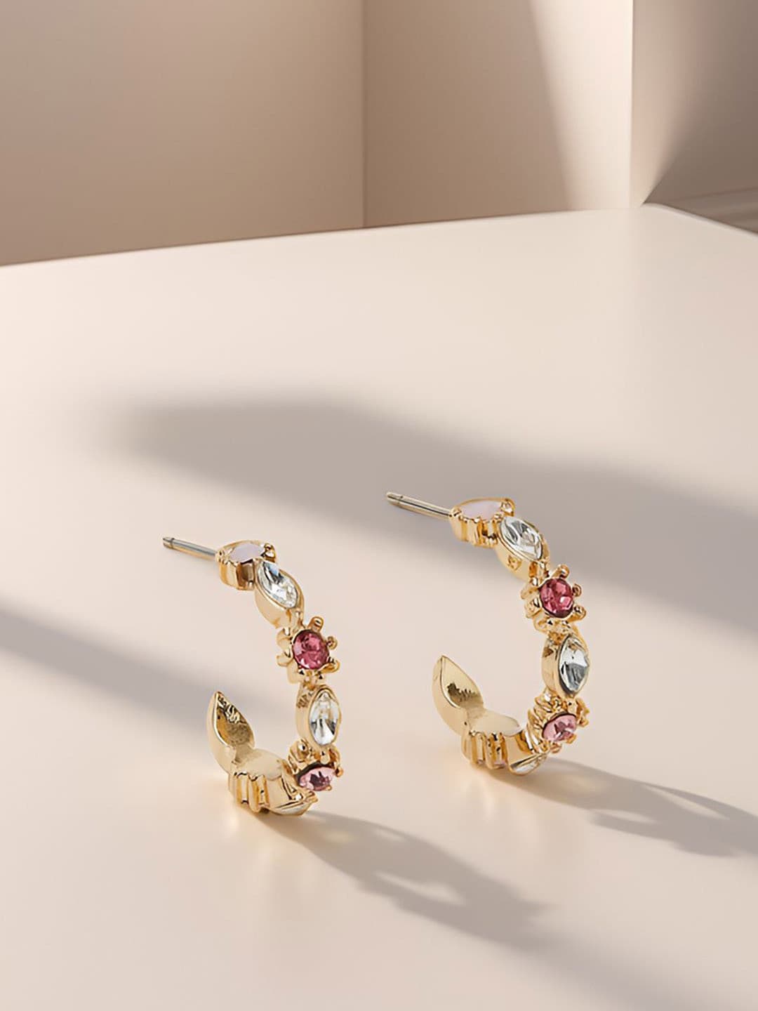Accessorize Artificial Stones Studded Circular Shaped Half Hoop Earrings