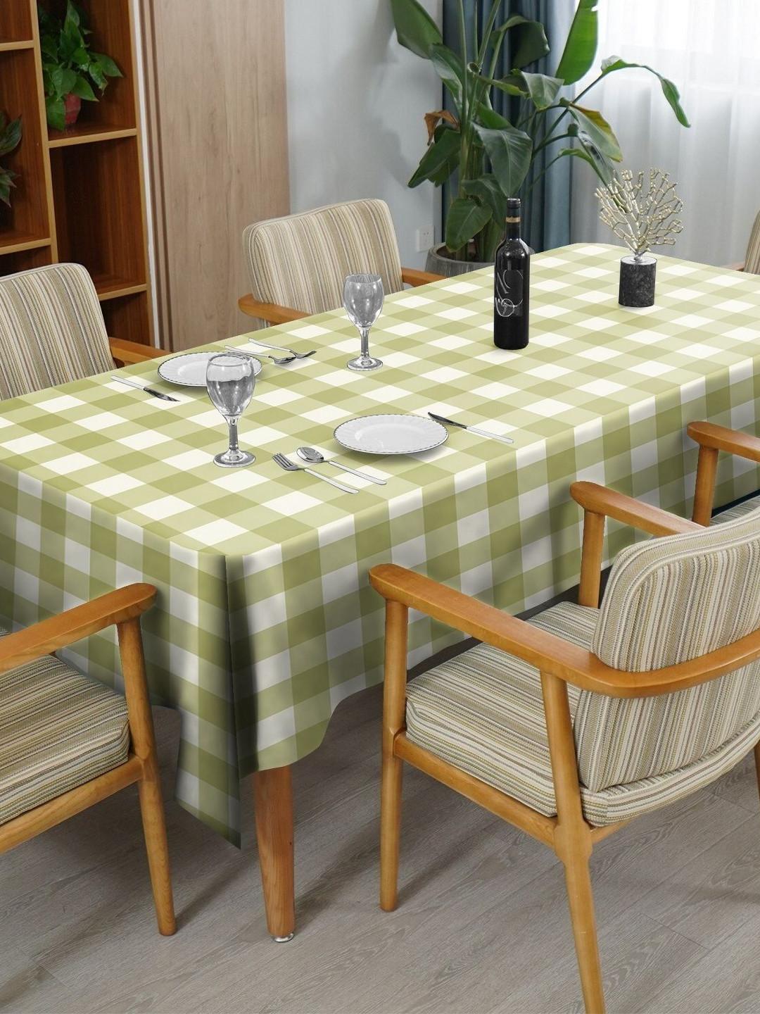 CASABLEU Green & White Checked 6 Seater Table Cover
