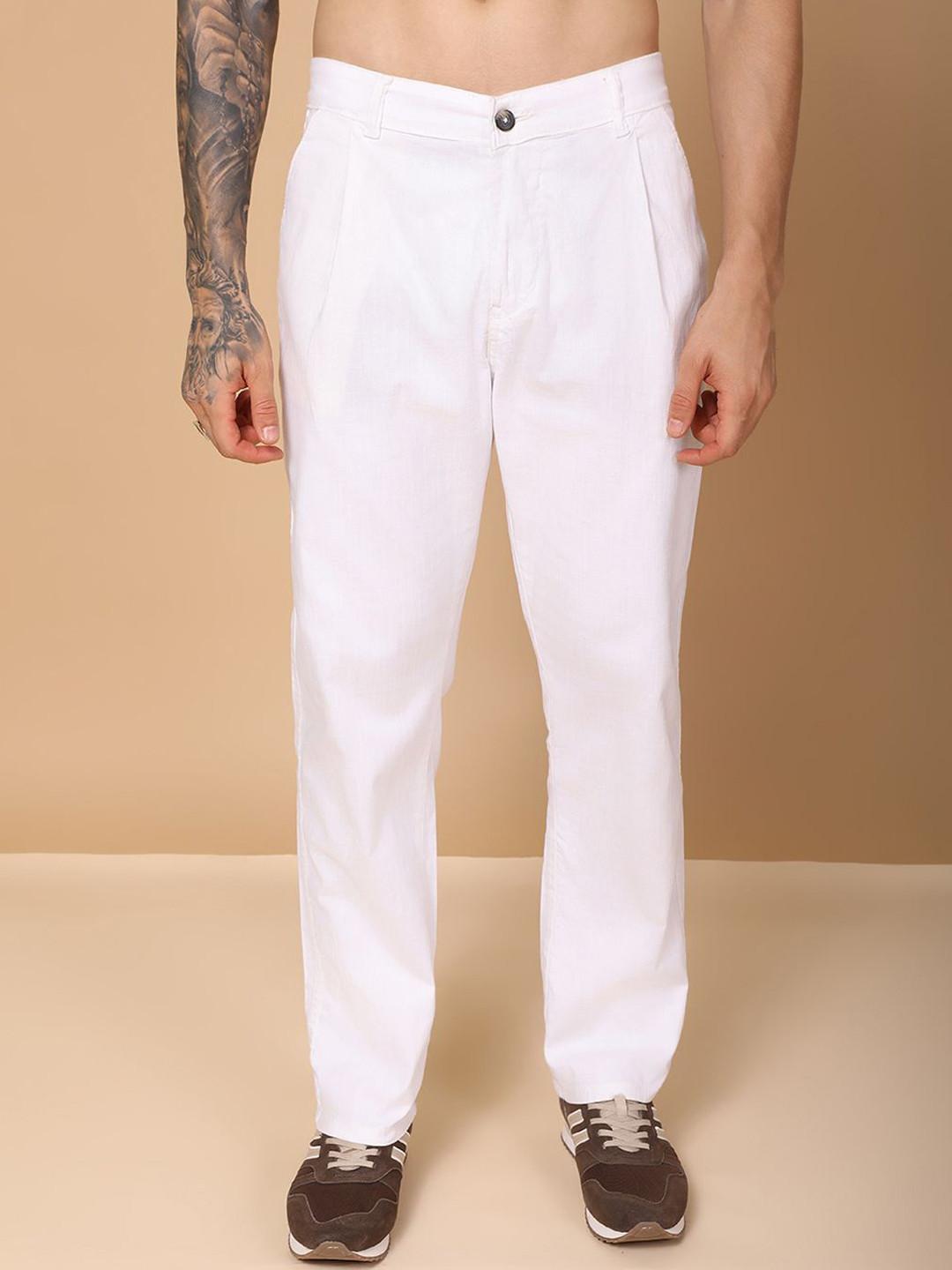 Hence Men Relaxed Fit Linen Pleated Pants