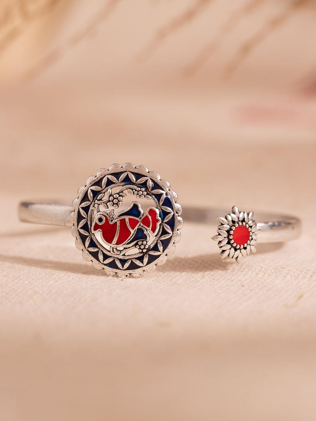 Madhubani Pakhi Phool Oxidised Enamel Bangle