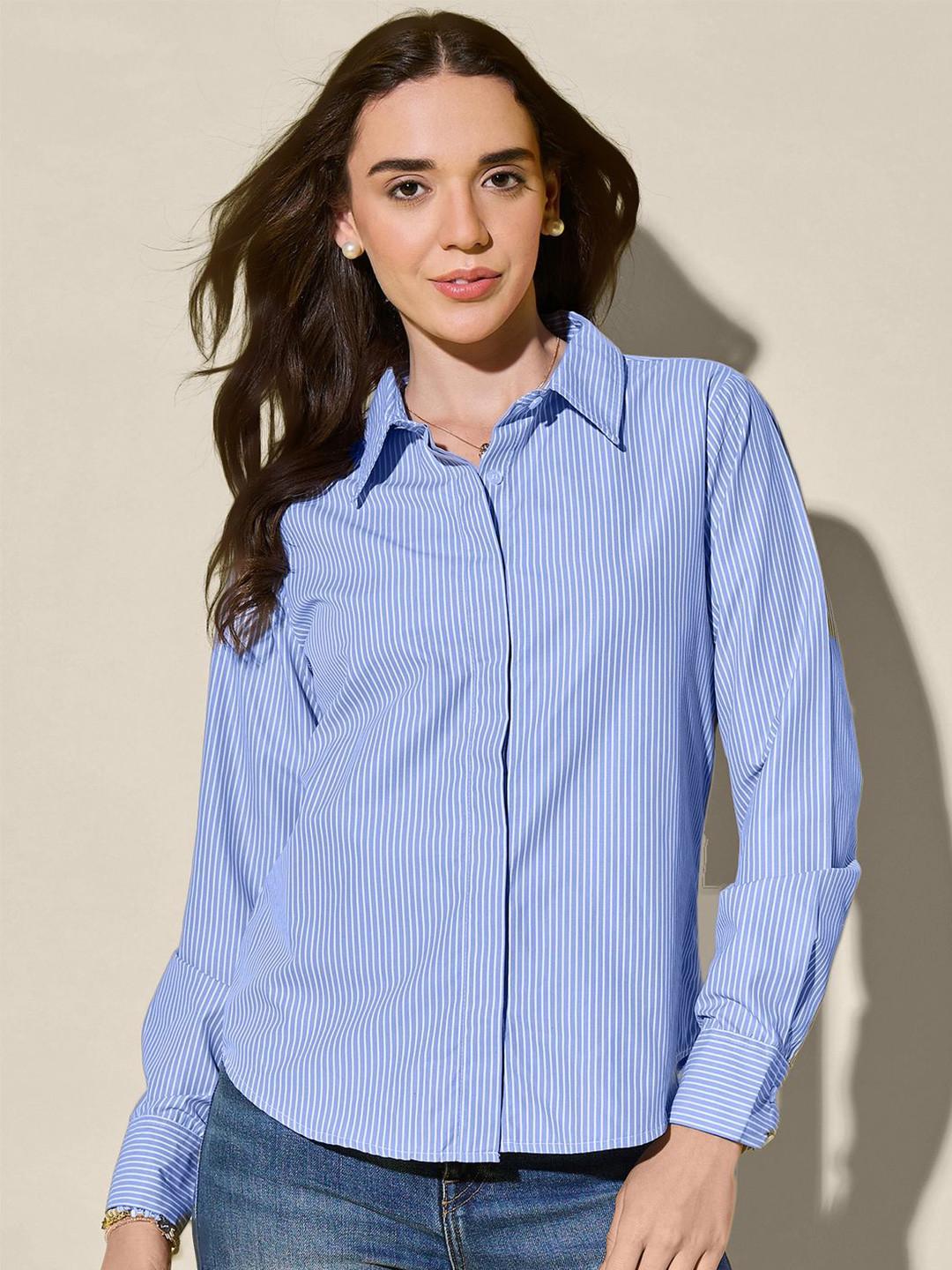 QIOA Women Standard Striped Casual Shirt
