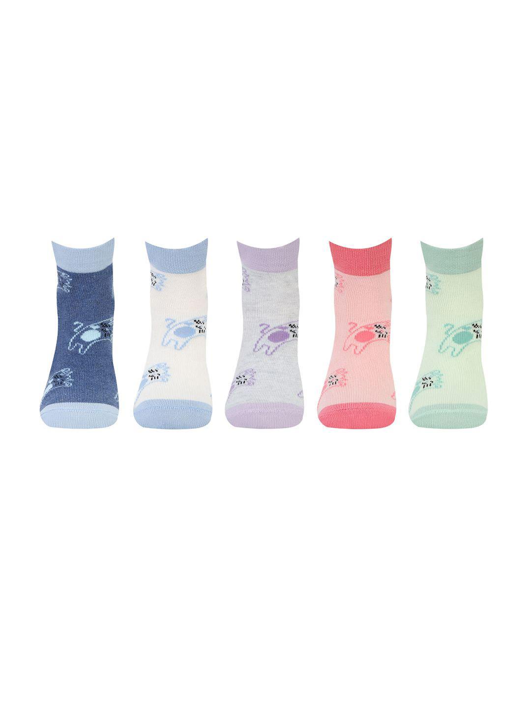 Bonjour Girls Pack Of 5 Printed Cotton Ankle-Length Socks