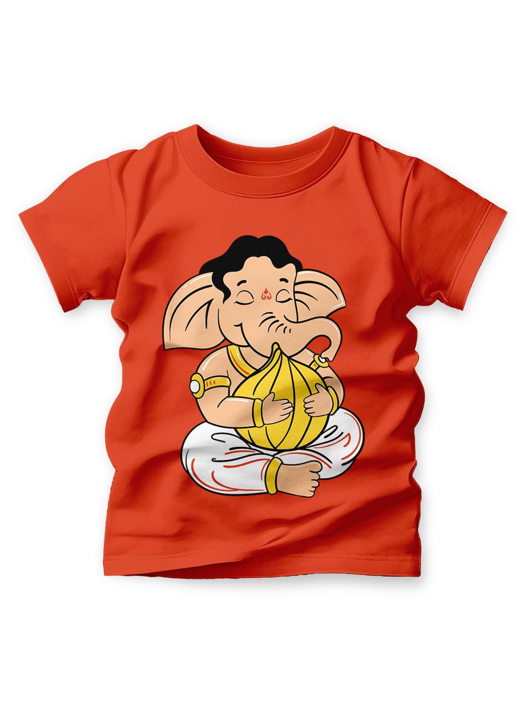 Adimanav Kids Big Modak Printed Cotton T-shirt