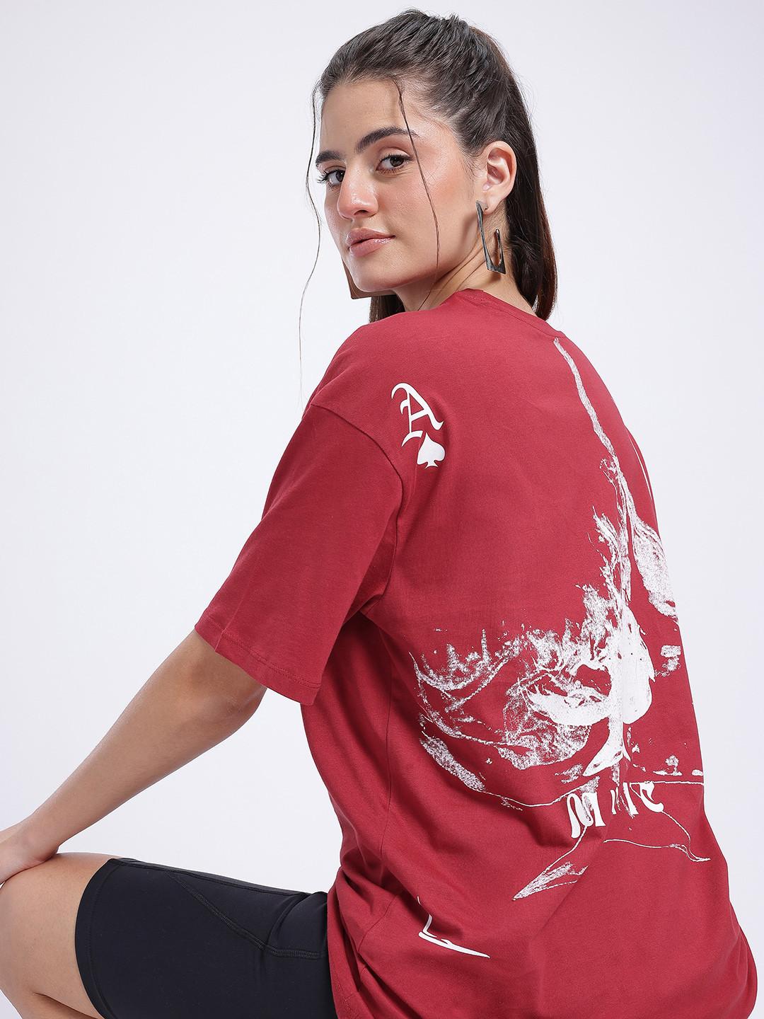 glitchez Graphics Print Pure Cotton Drop-Sleeves Oversized Longline T-shirt